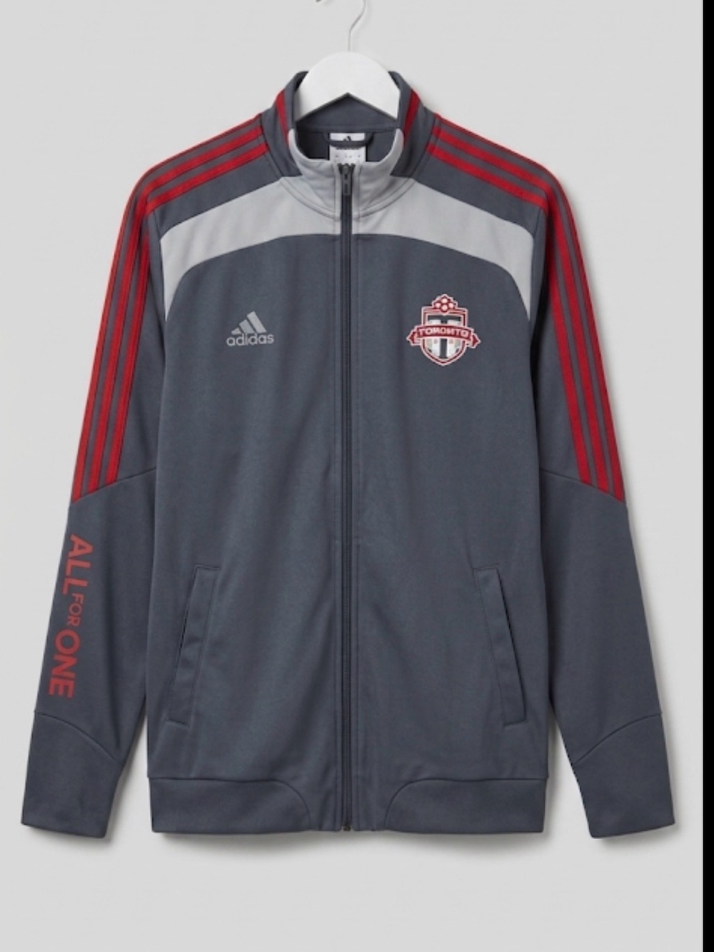Toronto FC Adidas MLS Track Jacket Men's XL Gray Red All For One⁠